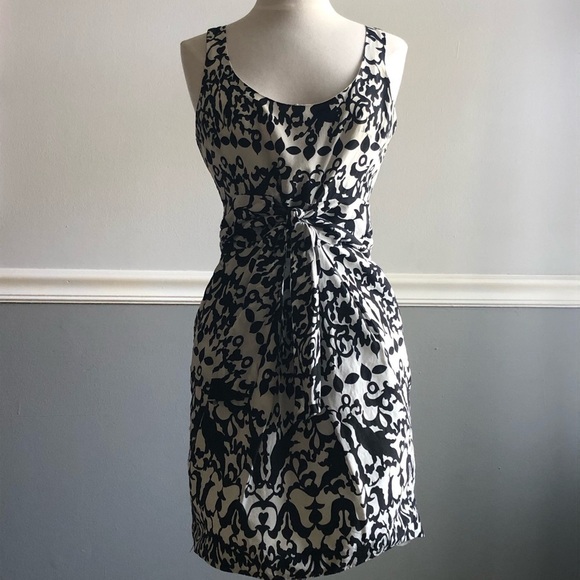 Cynthia Steffe Black & White Tie Front Dress, 2 - Picture 1 of 8